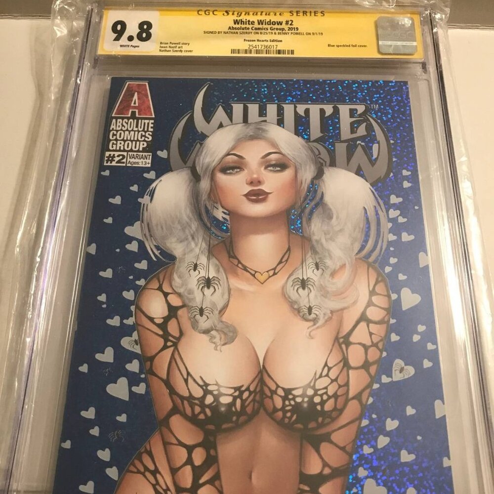 2019 Absolute Comics White Widow #2 Frozen Hearts Blue Foil Variant CGC 9.8 Sign